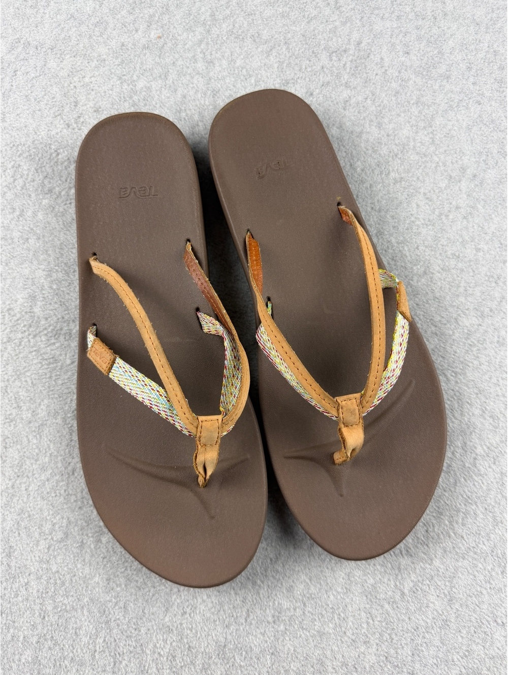 Teva Azure two strap Flip Flop Sandals with Multicolor Straps Size 11